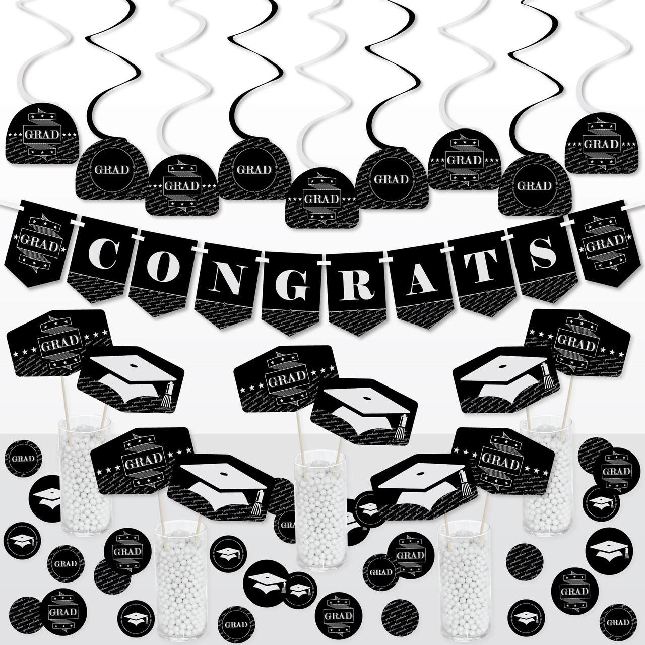 Big Dot of Happiness Graduation Cheers - Graduation Party Supplies Decoration Kit - Decor Galore Party Pack - 51 Pieces
